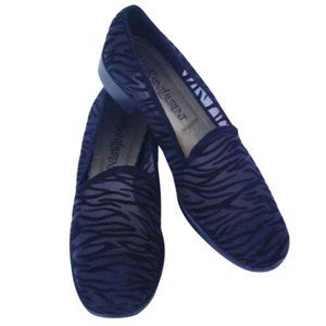YSL Abstract Zebra Burnout Velvet Loafers Black